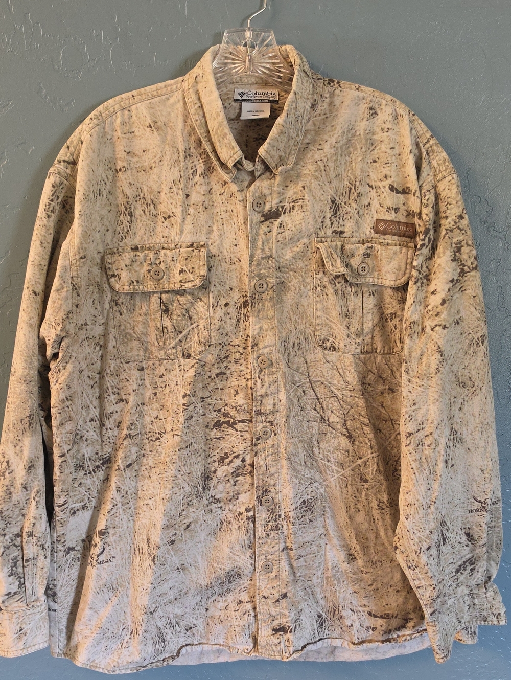 Columbia Horn Mesa Camo Beige Patterned Lightweight Shirt Jacket